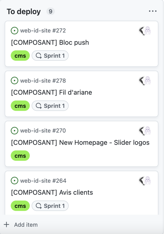 principe du sprint et du label sur Github