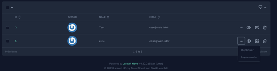 visuel impersonate Laravel Nova 4