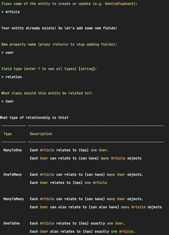 visuel faire un model sous Symfony