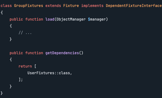 visuel déclarer des dépendances sous Symfony